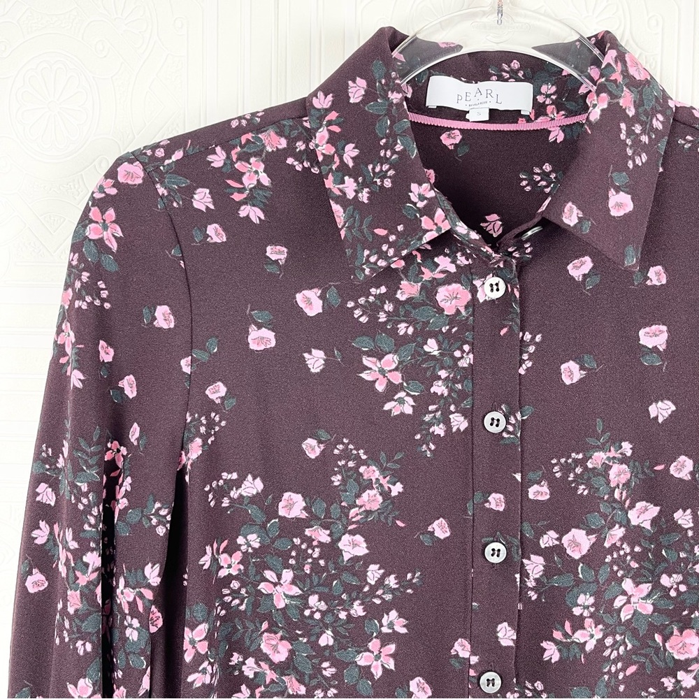 PEARL Lela Rose Floral Button Down Top Small - Picture 4 of 7